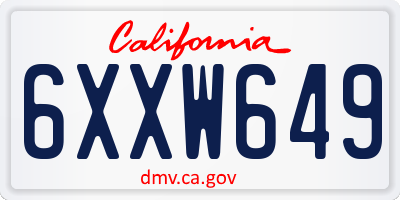CA license plate 6XXW649