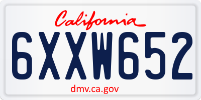 CA license plate 6XXW652