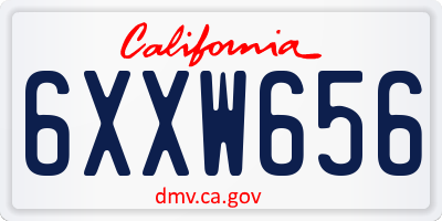 CA license plate 6XXW656