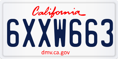 CA license plate 6XXW663