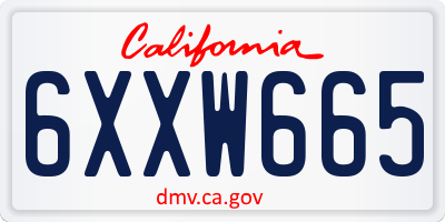CA license plate 6XXW665
