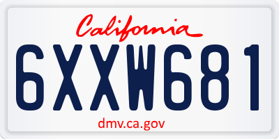 CA license plate 6XXW681