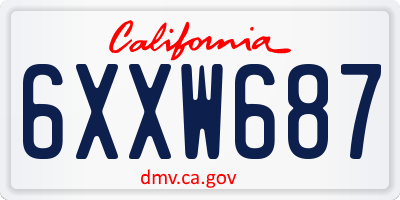 CA license plate 6XXW687