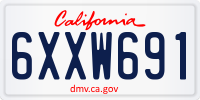 CA license plate 6XXW691