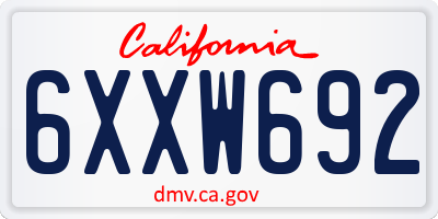 CA license plate 6XXW692