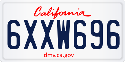 CA license plate 6XXW696