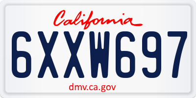CA license plate 6XXW697
