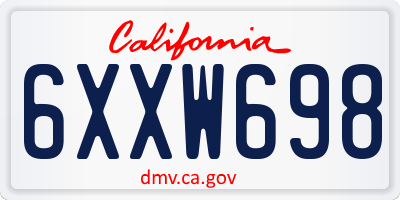 CA license plate 6XXW698