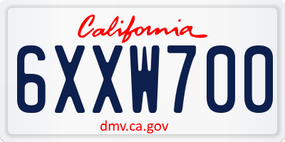 CA license plate 6XXW700