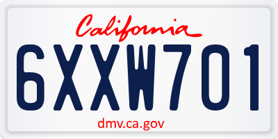 CA license plate 6XXW701