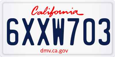 CA license plate 6XXW703