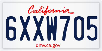 CA license plate 6XXW705