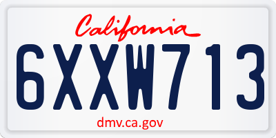 CA license plate 6XXW713