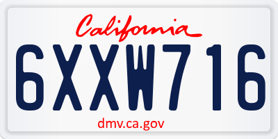 CA license plate 6XXW716