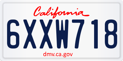 CA license plate 6XXW718