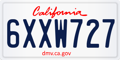CA license plate 6XXW727