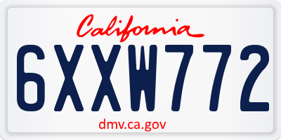 CA license plate 6XXW772