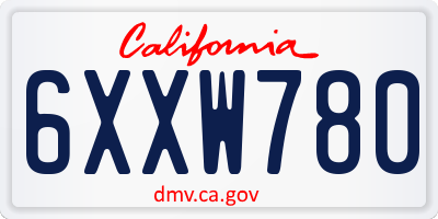 CA license plate 6XXW780