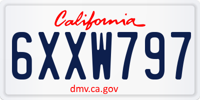 CA license plate 6XXW797