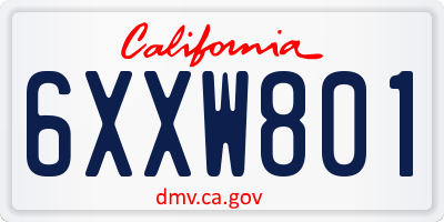 CA license plate 6XXW801