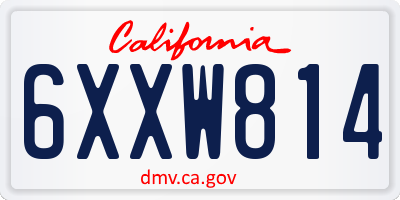 CA license plate 6XXW814