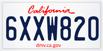 CA license plate 6XXW820