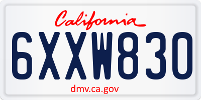 CA license plate 6XXW830