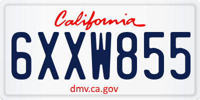 CA license plate 6XXW855