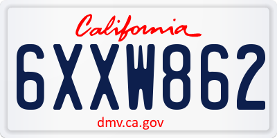 CA license plate 6XXW862