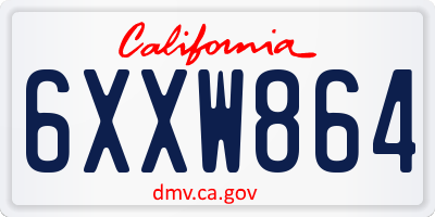 CA license plate 6XXW864