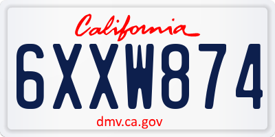 CA license plate 6XXW874