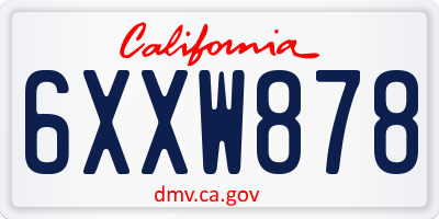 CA license plate 6XXW878