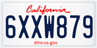 CA license plate 6XXW879