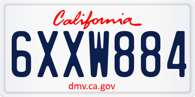 CA license plate 6XXW884