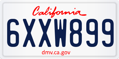 CA license plate 6XXW899