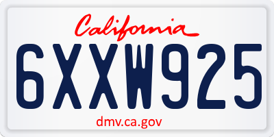 CA license plate 6XXW925