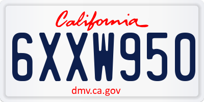 CA license plate 6XXW950