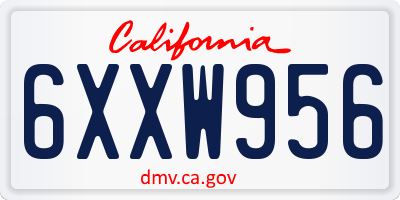 CA license plate 6XXW956