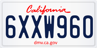 CA license plate 6XXW960