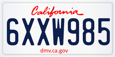 CA license plate 6XXW985