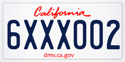 CA license plate 6XXX002