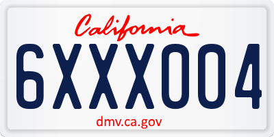 CA license plate 6XXX004