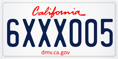 CA license plate 6XXX005