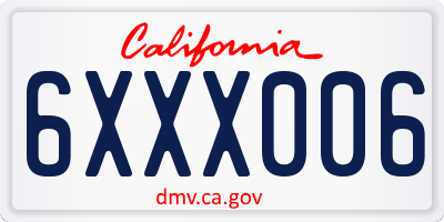 CA license plate 6XXX006