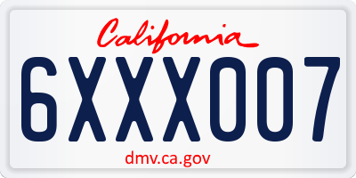 CA license plate 6XXX007