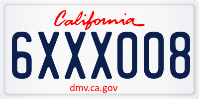 CA license plate 6XXX008
