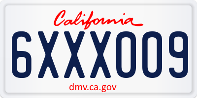 CA license plate 6XXX009