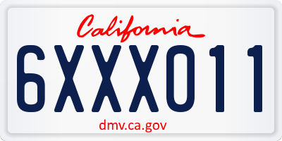 CA license plate 6XXX011