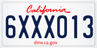 CA license plate 6XXX013