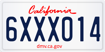 CA license plate 6XXX014
